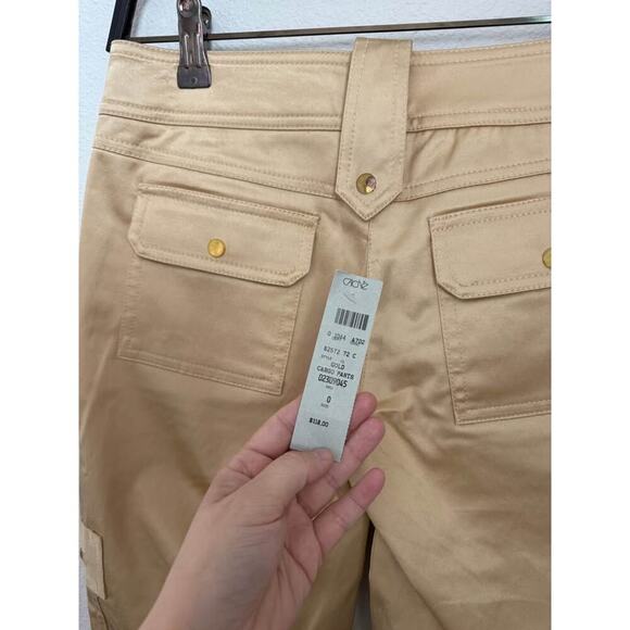 Caché Women’s Deadstock Gold Metallic Y2K Cargo Mid Rise Pants NEW Sz 0 - Picture 4 of 8
